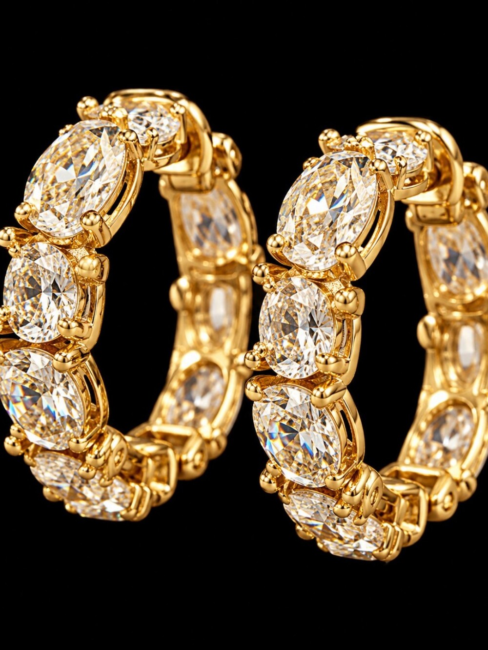 21kgp Dubai Jewelry - Gold Crystal Hoop Earrings